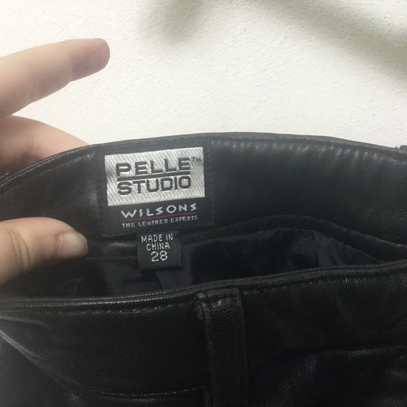 Pelle Studio Wilsons Black 100% Leather Pants Size 28 Straight Leg Western - Picture 6 of 6